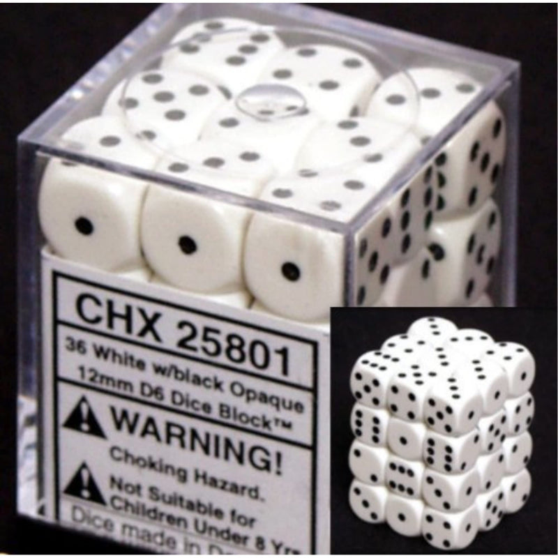 36ct Dice Block - Opaque (White/Black)