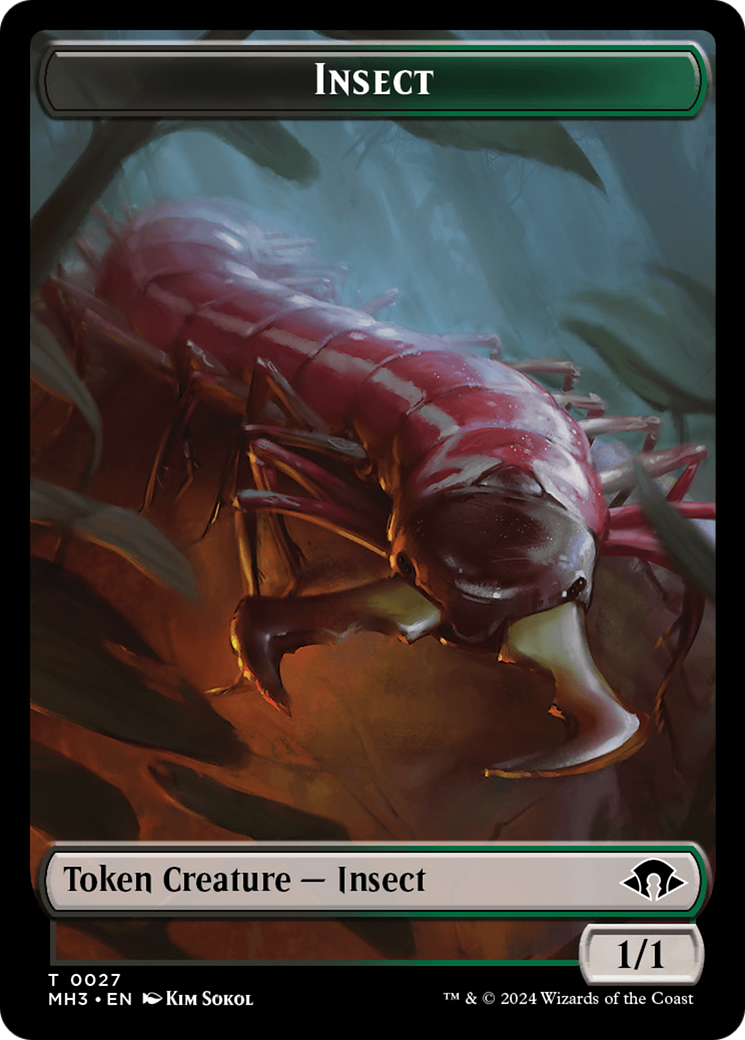 Zombie (Ripple Foil) // Insect (0027) Double-Sided Token [Modern Horizons 3 Tokens]