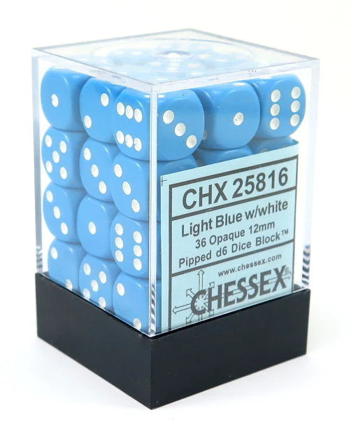 36ct Dice Block - Opaque (Light Blue/White)