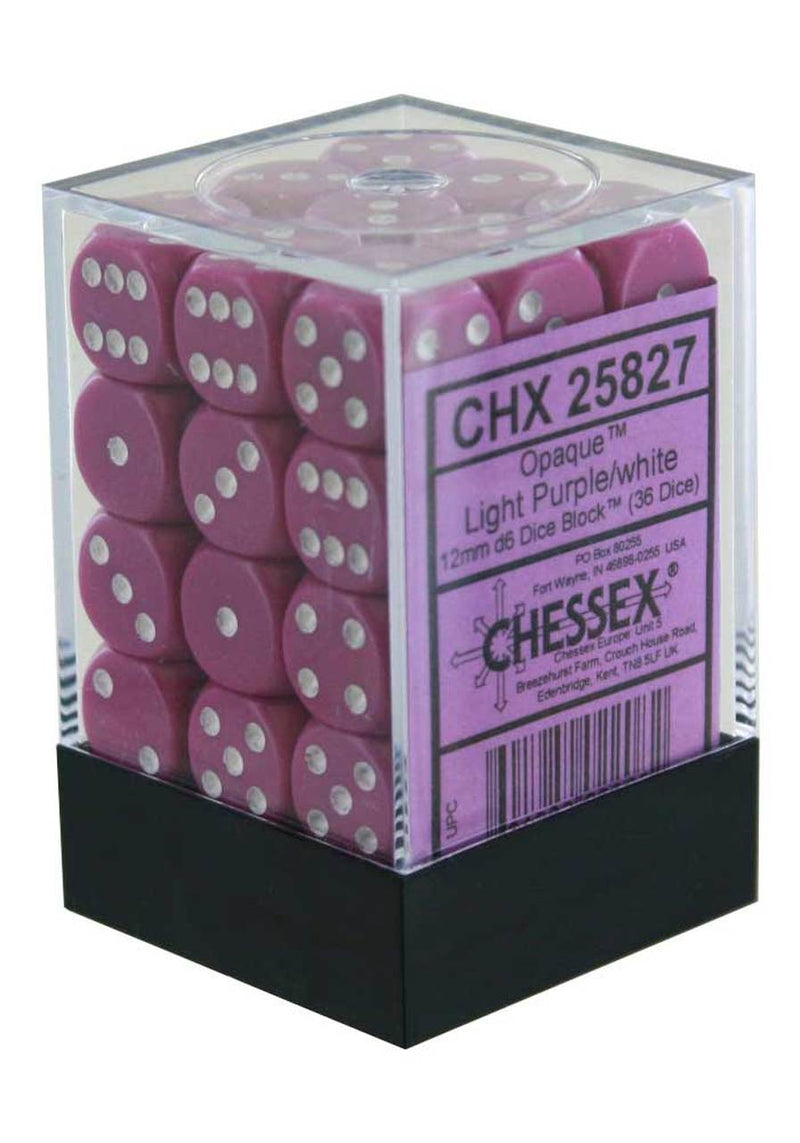 Chessex: 36ct Dice Block - Opaque (Light Purple/White)
