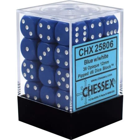 36ct Dice Block - Opaque (Blue/White)