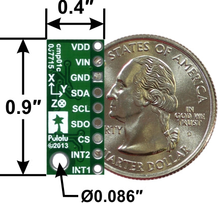 Pololu - 3D Compass and Accelerometer Carrier with Voltage Regulator - LSM303D