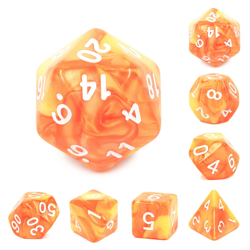 A&H Dice: Blend - Lemon Yellow & Orange - Poly 7 Die Set