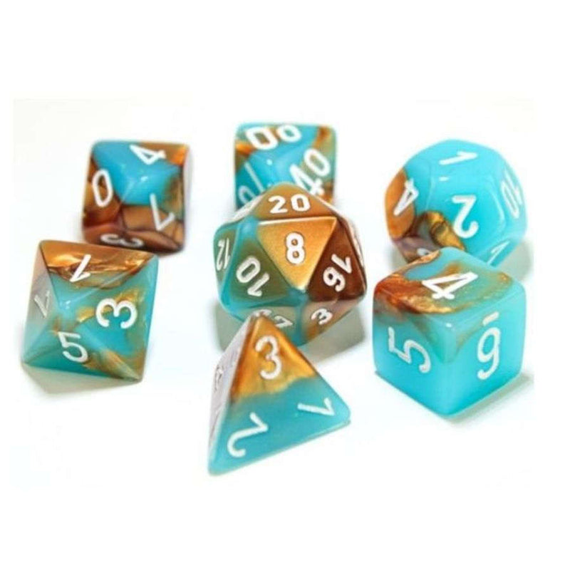 Chessex: Lab Dice - Polyhedral 7-Die Set (Copper Turquoise/White)