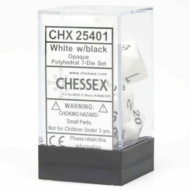 Chessex: Polyhedral 7-Die Set - Opaque (White/Black)
