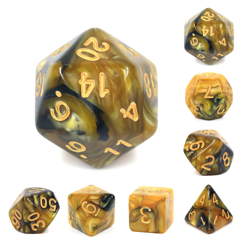 A&H Dice: Blend - Black & Yellow - Poly 7 Die Set