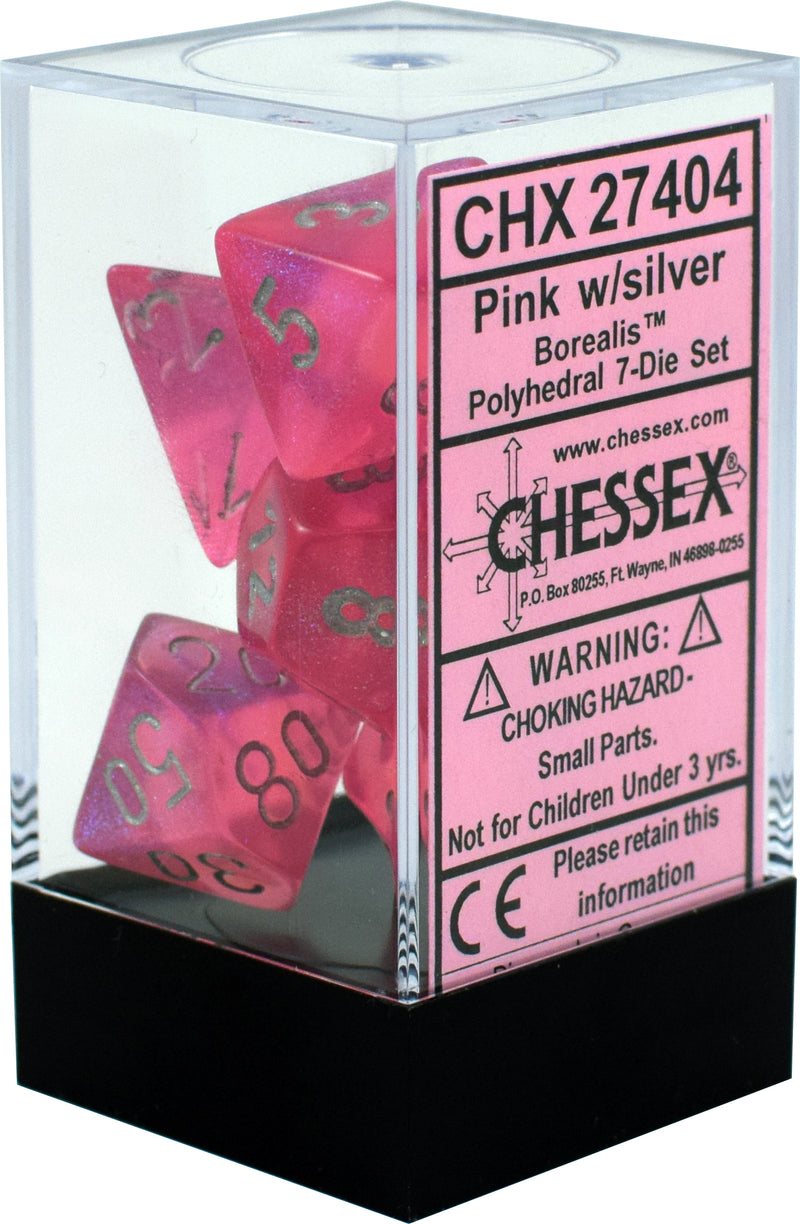 Chessex: Polyhedral 7-Die Set - Borealis (Pink/Silver)