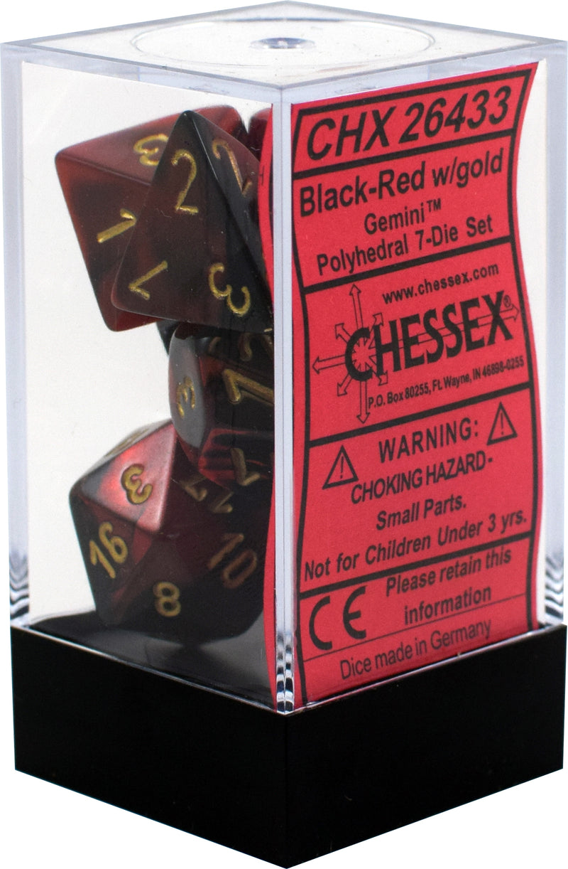 Chessex: Polyhedral 7-Die Set - Gemini (Black Red/Gold)