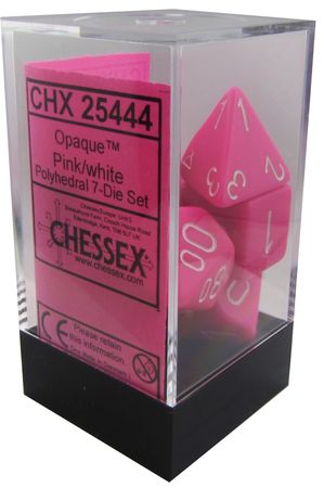 Chessex: Polyhedral 7-Die Set - Opaque (Pink/White)