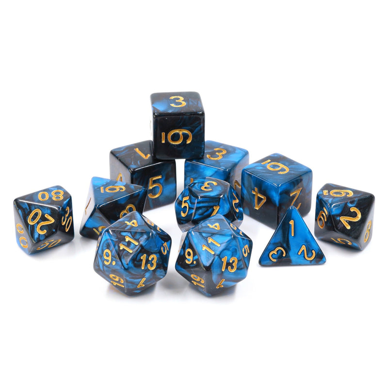 A&H Dice: Blend - Blue & Black - Poly 11 Die Set