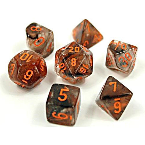 Chessex: Lab Dice - Polyhedral 7-Die Set (Nebula Copper Matrix/Orange)