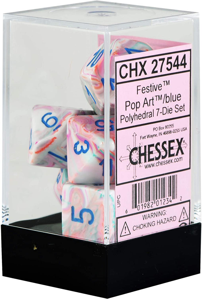 Chessex: Polyhedral 7-Die Set - Festive (Pop Art/Blue)