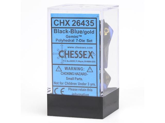 Chessex: Polyhedral 7-Die Set - Gemini (Black Blue/Gold)