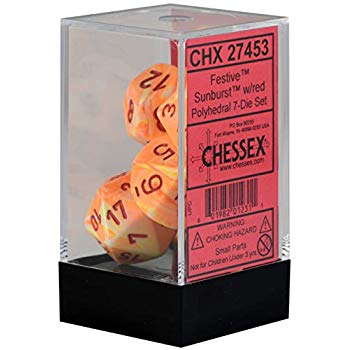 Chessex: Polyhedral 7-Die Set - Festive (Sunburst/Red)