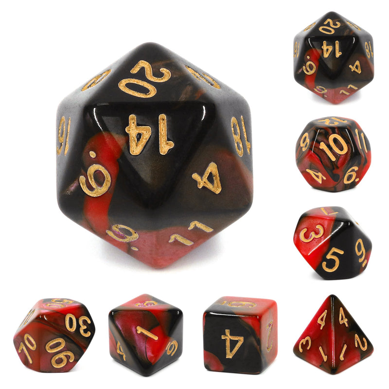 A&H Dice: Blend - Red & Black - Poly 7 Die Set