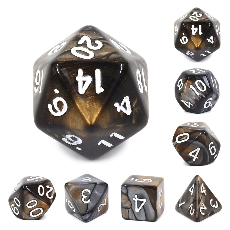 A&H Dice: Blend - Gold & Silver - Poly 7 Die Set