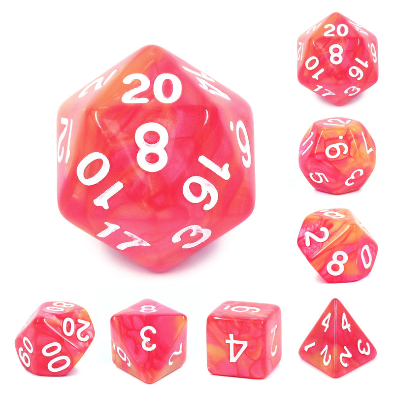 A&H Dice: Blend - Rose Red & Orange - Poly 7 Die Set