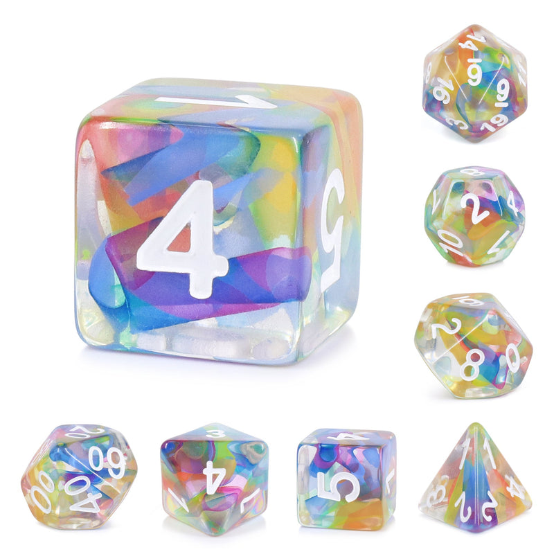 A&H Dice: Rainbow Ribbon - Poly 7 Die Set