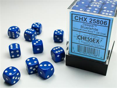 Chessex: 36ct Dice Block - Opaque (Blue/White)