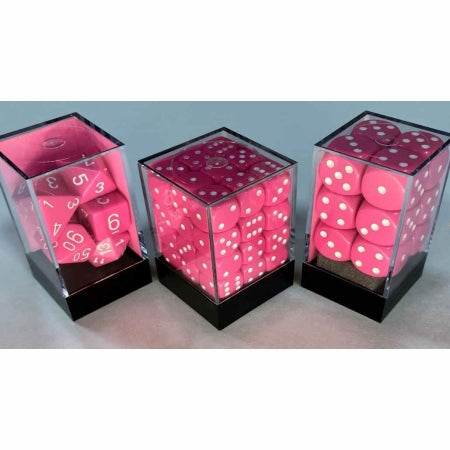 Chessex: 36ct Dice Block - Opaque (Pink/White)