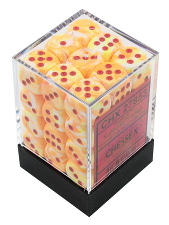 Chessex: 36ct Dice Block - Festive (Sunburst/Red)