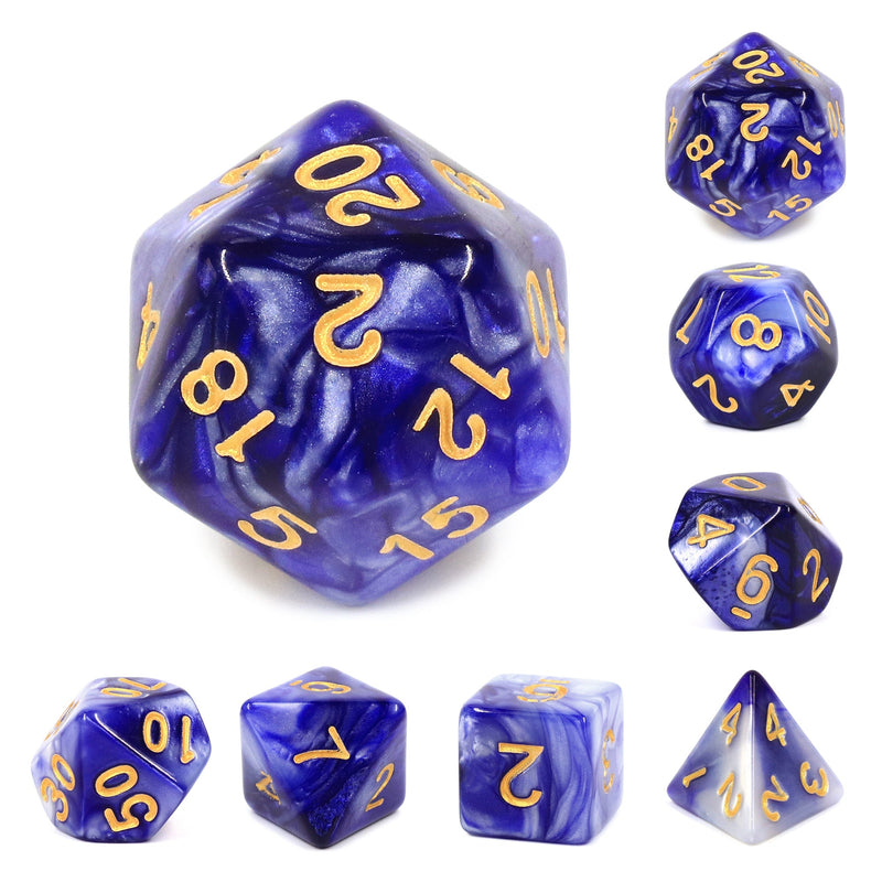 A&H Dice: Blend - Dark Purple & White - Poly 7 Die Set