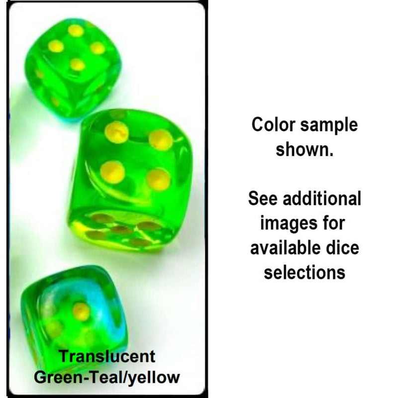 Chessex: 12ct Dice Block - Gemini Translucent (Green-Teal/Yellow)